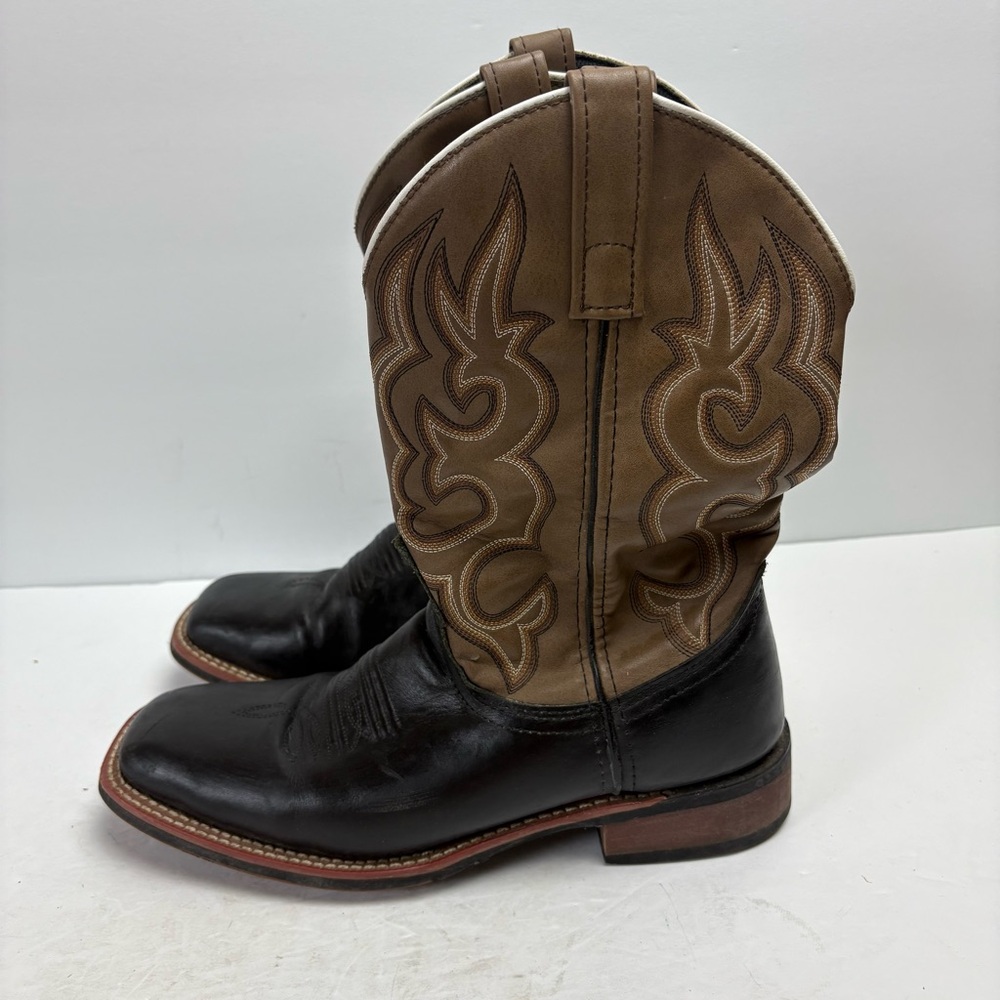 Laredo Men’s Leather Cowboy Western Boots Brown Black Lodi Square Toe 7877 8D